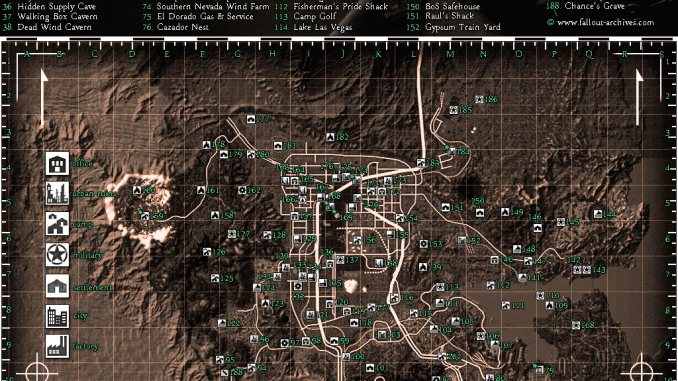 Карта new vegas с локациями