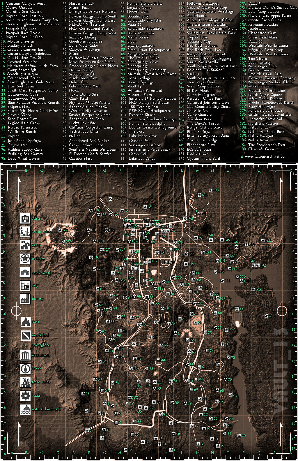 Карта new vegas с локациями